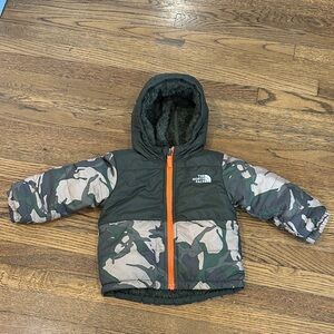 The North Face Green and Orange Camouflage Jacket